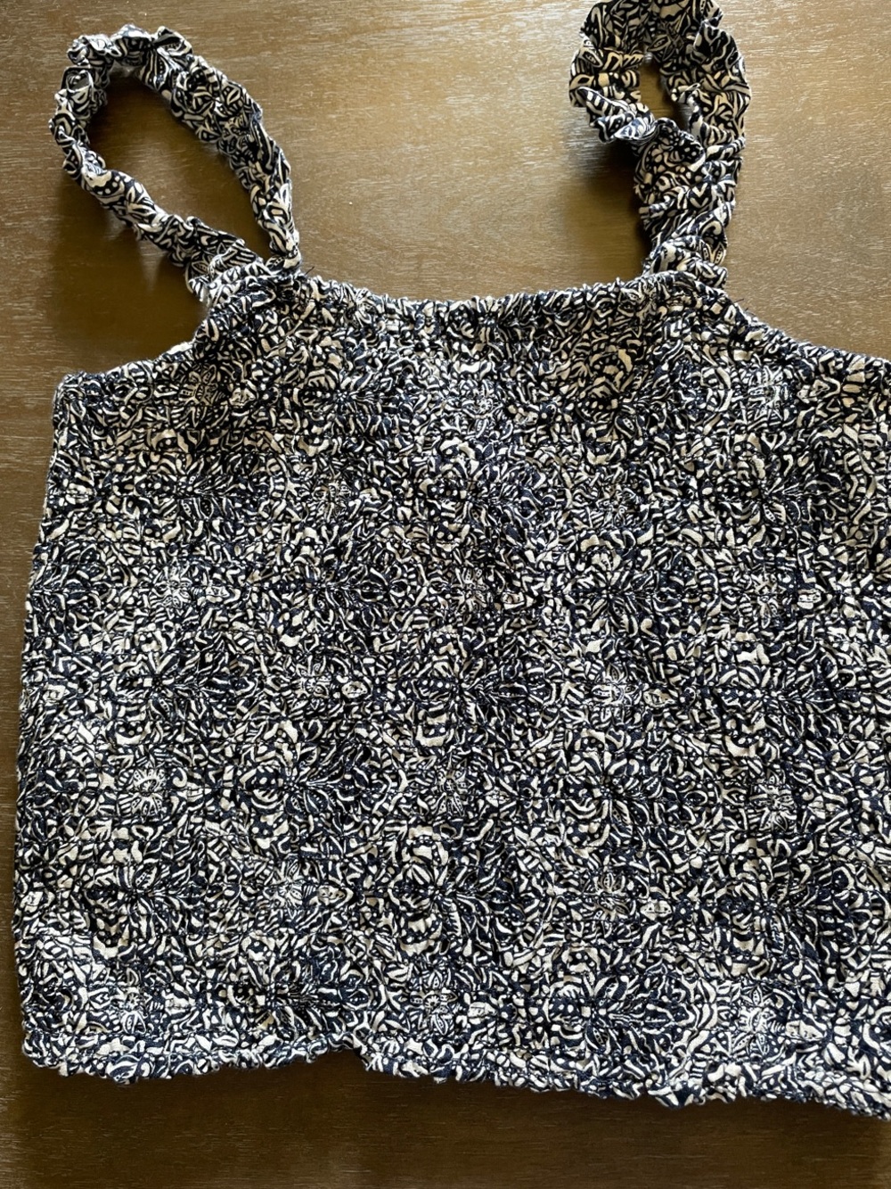 Rachel Zoe Black and White Floral Smocked Cami